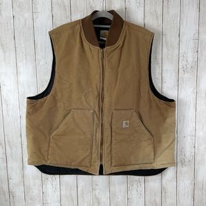 Vtg Carhartt Men's XL Arctic Quilt Lined Brown Duck Vest V01 BRN Made in…